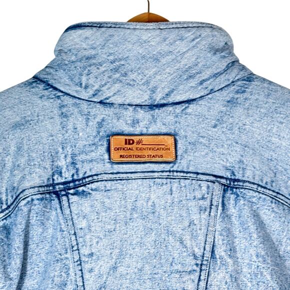 Vintage 80s Acid Wash Denim Cocoon Insulated Duster Maxi Coat, Baggy Streetwear - Picture 6 of 15